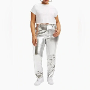 Good American | Good Icon Metallic Faux Leather Pants